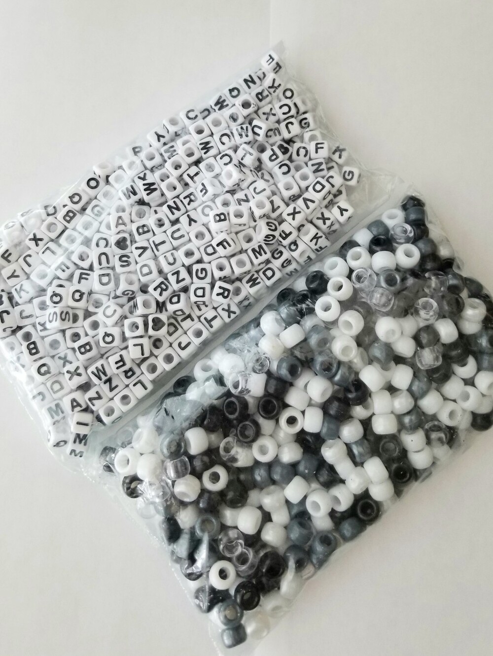 ❗Assorted Black & White Cubed Letter Beads Bundle❗